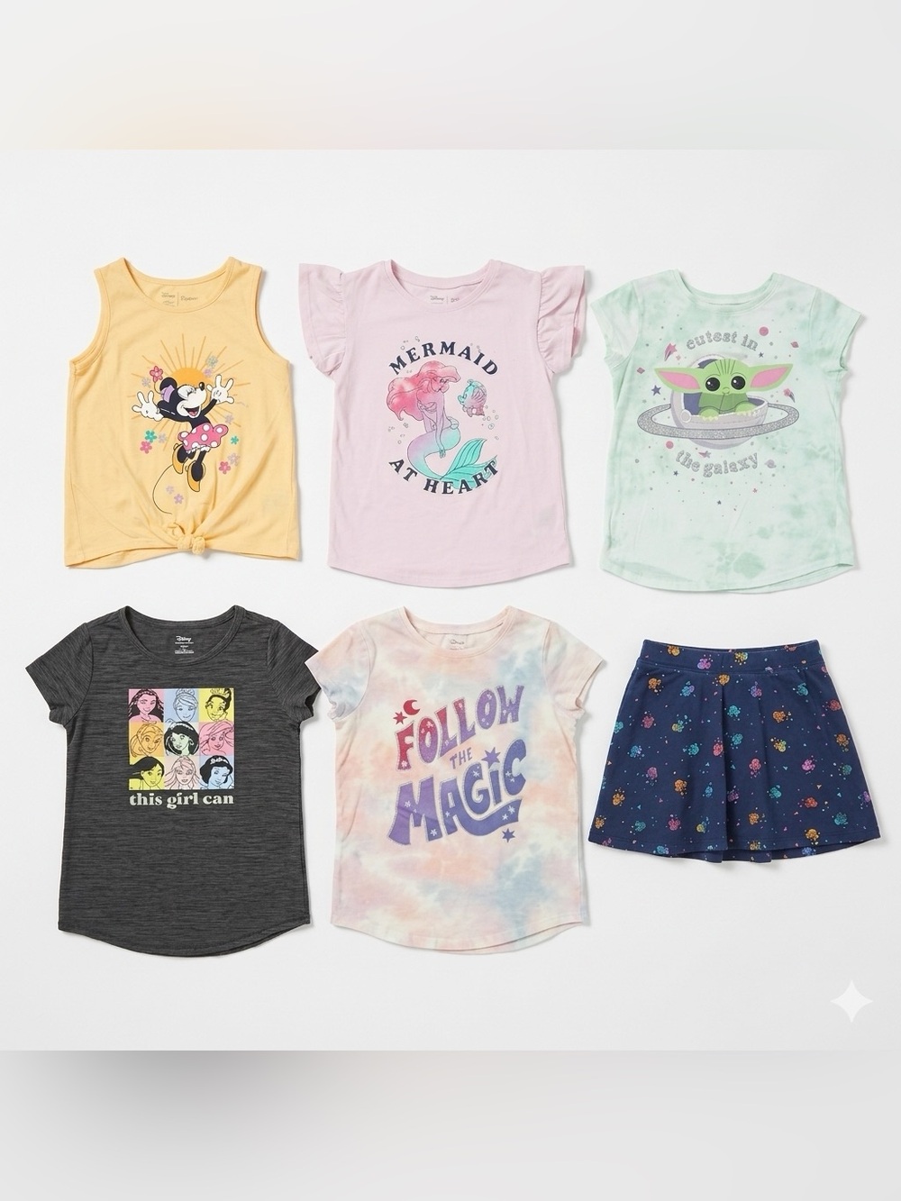 Disney & Star Wars Girl Character Shirt & Skort Clothing Bundle, Size 7